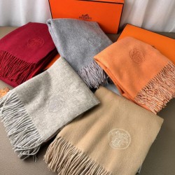 Repliche Perfette Scialle reversibile classico in cashmere bicolore Hermès 70 x 200 Marrone Imitazioni False Online