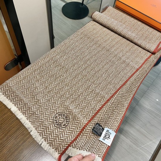 Repliche Perfette Sciarpa in lana a spina di pesce Hermès 36 x 200 cm Imitazioni False Online