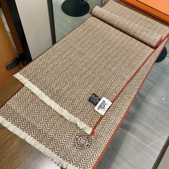 Repliche Perfette Sciarpa in lana a spina di pesce Hermès 36 x 200 cm Imitazioni False Online