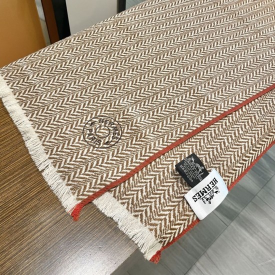 Repliche Perfette Sciarpa in lana a spina di pesce Hermès 36 x 200 cm Imitazioni False Online
