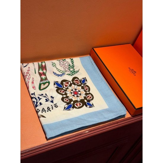 Repliche Perfette Sciarpe reversibili in velluto colorato Hermès Sciarpa 140 cm Blu Imitazioni False Online
