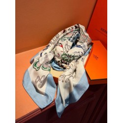 Repliche Perfette Sciarpe reversibili in velluto colorato Hermès Sciarpa 140 cm Blu Imitazioni False Online