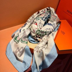 Repliche Perfette Sciarpe reversibili in velluto colorato Hermès Sciarpa 140 cm Blu Imitazioni False Online