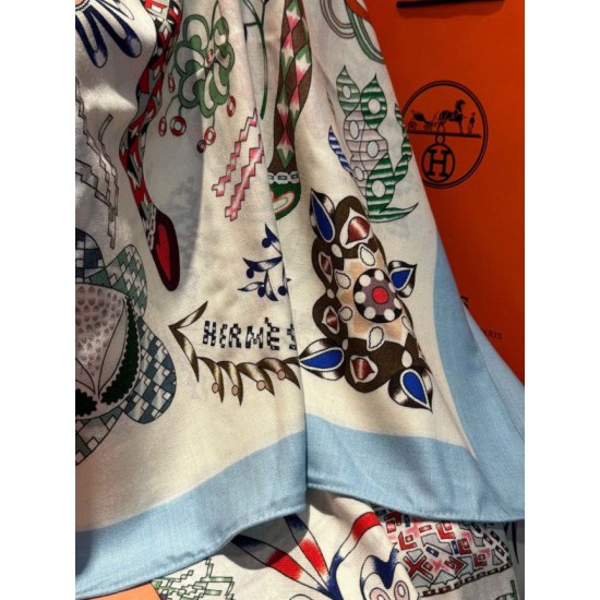 Repliche Perfette Sciarpe reversibili in velluto colorato Hermès Sciarpa 140 cm Blu Imitazioni False Online