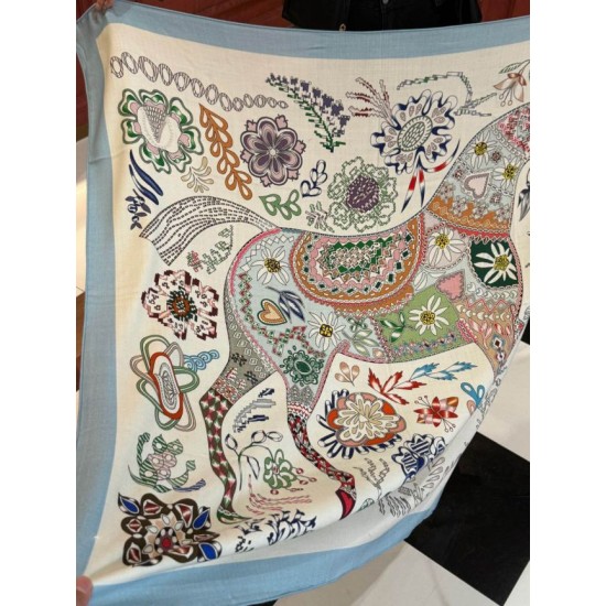 Repliche Perfette Sciarpe reversibili in velluto colorato Hermès Sciarpa 140 cm Blu Imitazioni False Online
