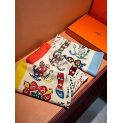 Repliche Perfette Sciarpa quadrata reversibile in velluto colorato Hermès 140 cm Giallo Imitazioni False Online