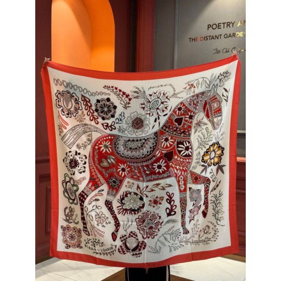 Repliche Perfette Sciarpa quadrata reversibile in velluto colorato Hermès 140 cm Rosso Imitazioni False Online