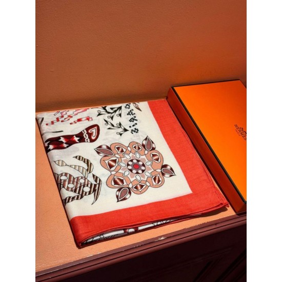 Repliche Perfette Sciarpa quadrata reversibile in velluto colorato Hermès 140 cm Rosso Imitazioni False Online