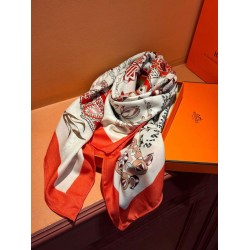 Repliche Perfette Sciarpa quadrata reversibile in velluto colorato Hermès 140 cm Rosso Imitazioni False Online