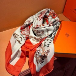 Repliche Perfette Sciarpa quadrata reversibile in velluto colorato Hermès 140 cm Rosso Imitazioni False Online