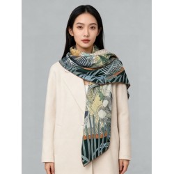 Repliche Perfette Scialle Hermès Premium in seta e cashmere tono su tono double face 140 04 Imitazioni False Online