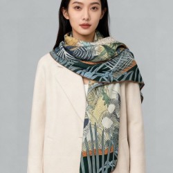 Repliche Perfette Scialle Hermès Premium in seta e cashmere tono su tono double face 140 04 Imitazioni False Online