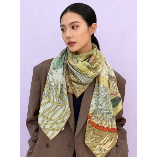 Repliche Perfette Scialle Hermès Premium in seta e cashmere tono su tono double face 140 03 Imitazioni False Online