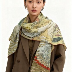 Repliche Perfette Scialle Hermès Premium in seta e cashmere tono su tono double face 140 03 Imitazioni False Online