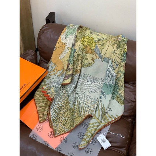 Repliche Perfette Scialle Hermès Premium in seta e cashmere tono su tono double face 140 03 Imitazioni False Online