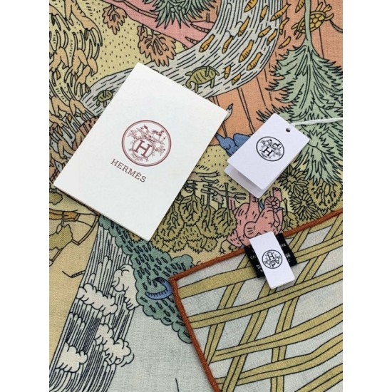 Repliche Perfette Scialle Hermès Premium in seta e cashmere tono su tono double face 140 03 Imitazioni False Online