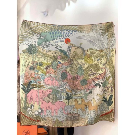 Repliche Perfette Scialle Hermès Premium in seta e cashmere tono su tono double face 140 03 Imitazioni False Online
