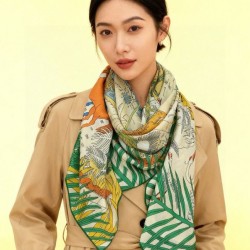 Repliche Perfette Scialle Hermès Premium in seta e cashmere tono su tono double face 140 02 Imitazioni False Online