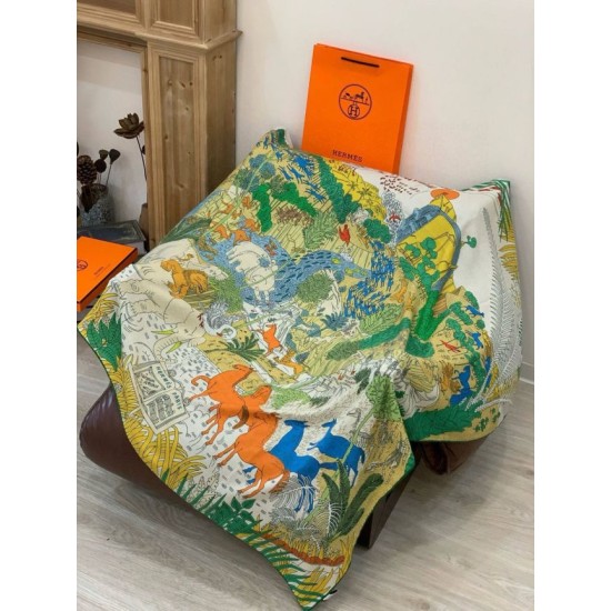 Repliche Perfette Scialle Hermès Premium in seta e cashmere tono su tono double face 140 02 Imitazioni False Online