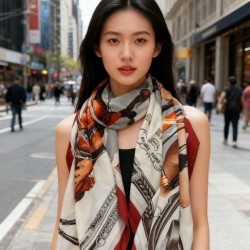 Repliche Perfette Scialle reversibile in velluto tono su tono Hermès con finimento per cavallo in stile balestra 135 Imitazioni False Online