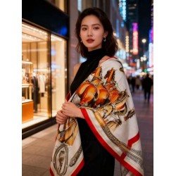 Repliche Perfette Scialle Hermès reversibile in velluto tono su tono con finimenti per cavalli stile balestra 135 Rosso Imitazioni False Online