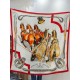 Repliche Perfette Scialle Hermès reversibile in velluto tono su tono con finimenti per cavalli stile balestra 135 Rosso Imitazioni False Online