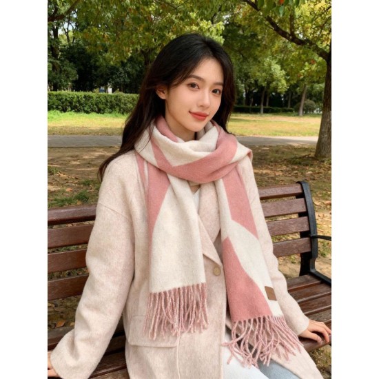Repliche Perfette Sciarpa Hermès in cashmere sfumato multicolore da coppia 32 x 190 Rosa Imitazioni False Online