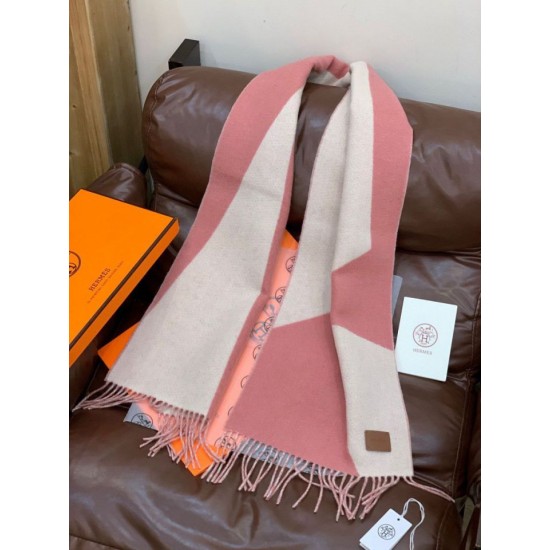 Repliche Perfette Sciarpa Hermès in cashmere sfumato multicolore da coppia 32 x 190 Rosa Imitazioni False Online