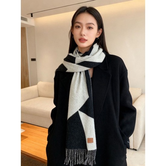 Repliche Perfette Sciarpa Hermès in cashmere sfumato multicolore da coppia 32 x 190 Nero Imitazioni False Online