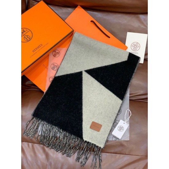 Repliche Perfette Sciarpa Hermès in cashmere sfumato multicolore da coppia 32 x 190 Nero Imitazioni False Online