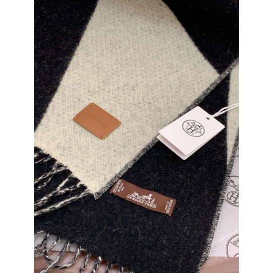 Repliche Perfette Sciarpa Hermès in cashmere sfumato multicolore da coppia 32 x 190 Nero Imitazioni False Online