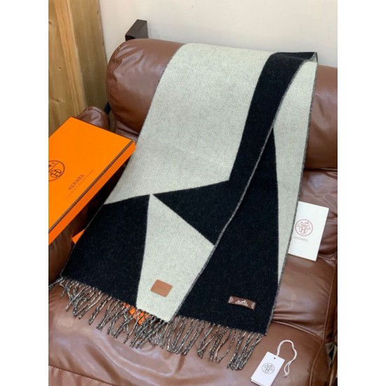 Repliche Perfette Sciarpa Hermès in cashmere sfumato multicolore da coppia 32 x 190 Nero Imitazioni False Online