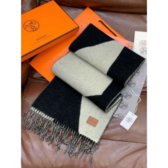 Repliche Perfette Sciarpa Hermès in cashmere sfumato multicolore da coppia 32 x 190 Nero Imitazioni False Online