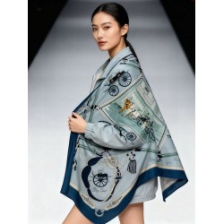 Repliche Perfette Sciarpa quadrata reversibile in cashmere Hermès 140 Blu Imitazioni False Online