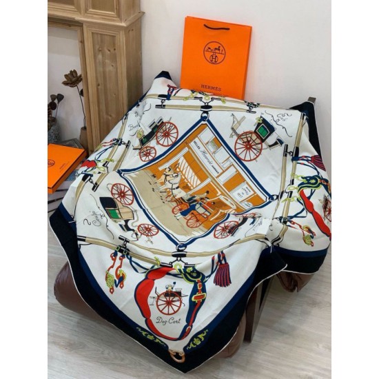 Repliche Perfette Sciarpa quadrata reversibile in cashmere Hermès 140 Nero Imitazioni False Online