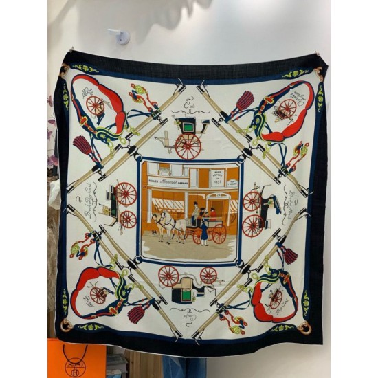 Repliche Perfette Sciarpa quadrata reversibile in cashmere Hermès 140 Nero Imitazioni False Online