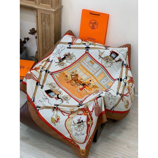 Repliche Perfette Sciarpa quadrata reversibile in cashmere Hermès 140 Arancione Imitazioni False Online