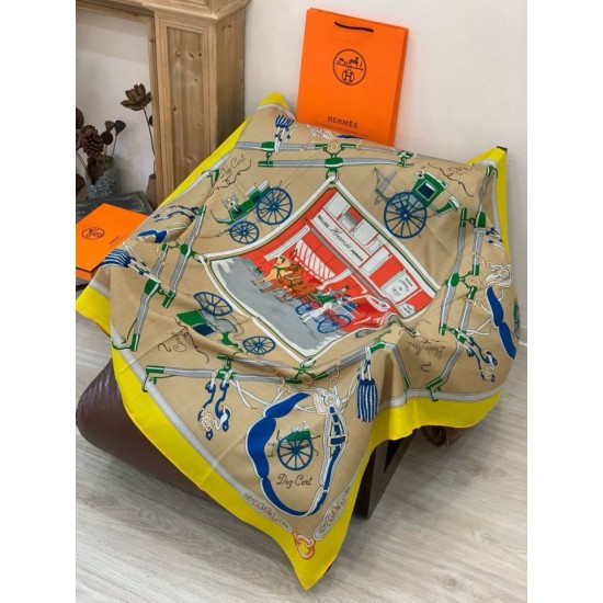 Repliche Perfette Sciarpa quadrata reversibile in cashmere Hermès 140 Giallo Imitazioni False Online