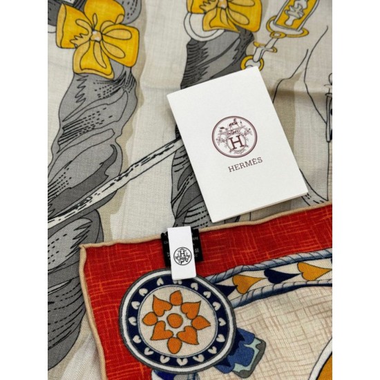 Repliche Perfette Sciarpa quadrata reversibile in velluto Hermès 140 Arancione Imitazioni False Online