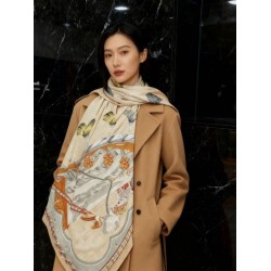 Repliche Perfette Sciarpa quadrata reversibile in velluto Hermès 140 Grigio Imitazioni False Online