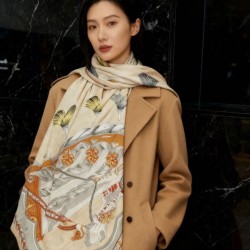 Repliche Perfette Sciarpa quadrata reversibile in velluto Hermès 140 Grigio Imitazioni False Online