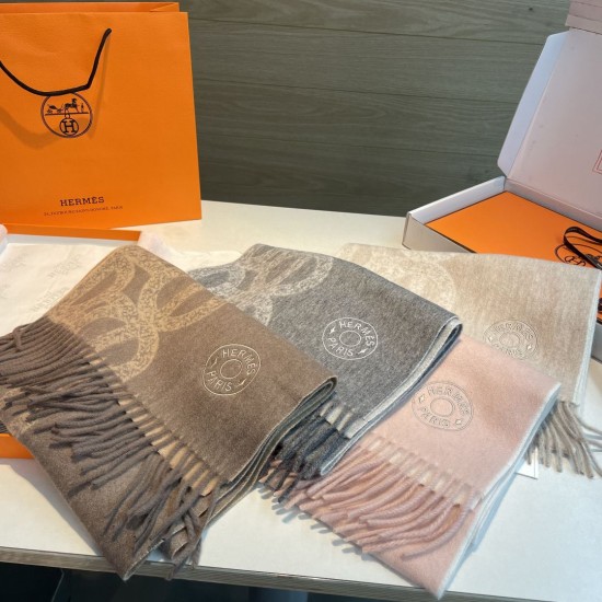 Repliche Perfette Sciarpa classica reversibile in lana d'agnello Hermès 35 x 200 Marrone Imitazioni False Online