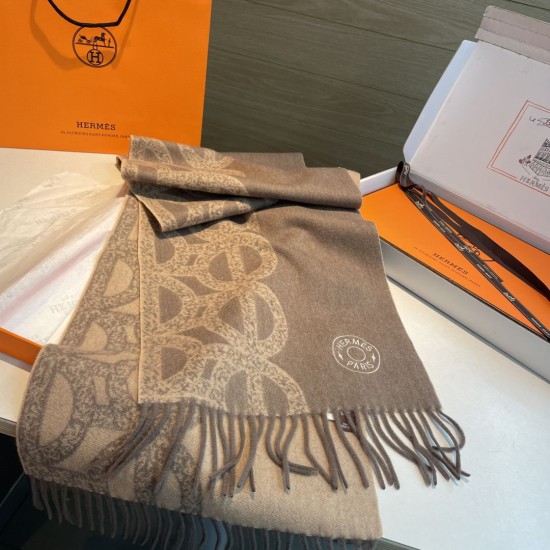 Repliche Perfette Sciarpa classica reversibile in lana d'agnello Hermès 35 x 200 Marrone Imitazioni False Online