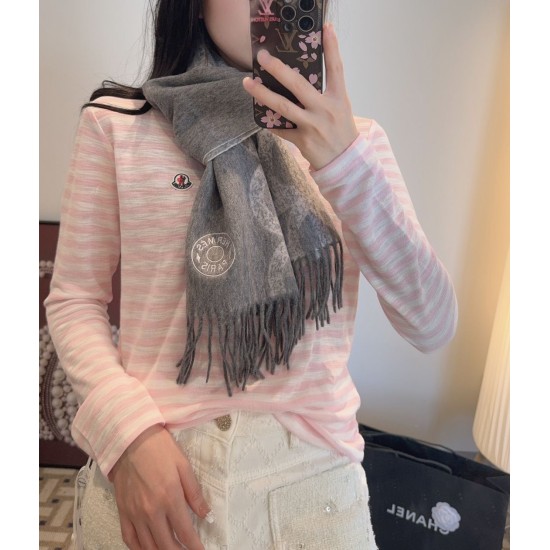 Repliche Perfette Sciarpa classica reversibile in lana d'agnello Hermès 35 x 200 Grigio Imitazioni False Online