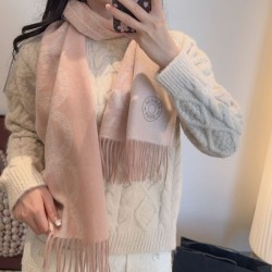 Repliche Perfette Sciarpa classica reversibile in lana d'agnello Hermès 35 x 200 Rosa Imitazioni False Online