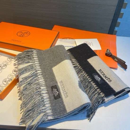 Repliche Perfette Sciarpa Hermès Horse in cashmere 30 x 140 cm Nero Imitazioni False Online