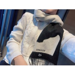 Repliche Perfette Sciarpa Hermès Horse in cashmere 30 x 140 cm Nero Imitazioni False Online