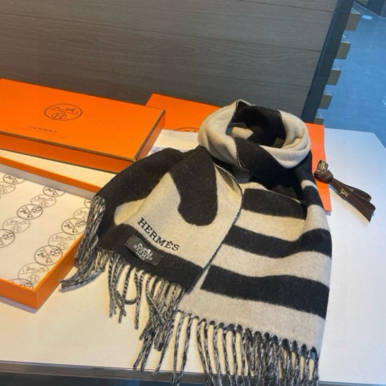 Repliche Perfette Sciarpa Hermès Horse in cashmere 30 x 140 cm Nero Imitazioni False Online