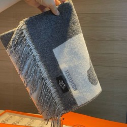 Repliche Perfette Sciarpa Hermès Horse in cashmere 30 x 140 cm Grigio Imitazioni False Online