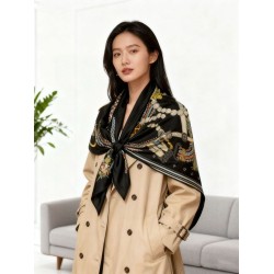Repliche Perfette Foulard quadrato in velluto intrecciato a mano Hermès, 140 nero Imitazioni False Online